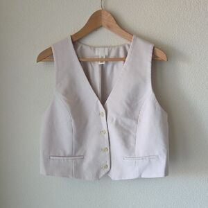 H&M Lt Cream Button Up Suit Vest Women Sz L Neutrals Minimalist Classic Preppy